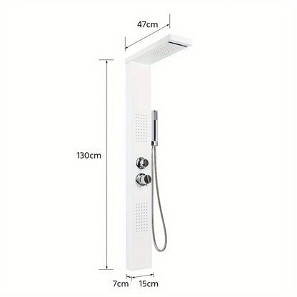 Douchepaneel – Douchekolom – Regendouche – Wandpaneel – Handdouche – 4-Functies – 130 cm Hoog – Duurzaam Corrosiebestendig Materiaal - Wit