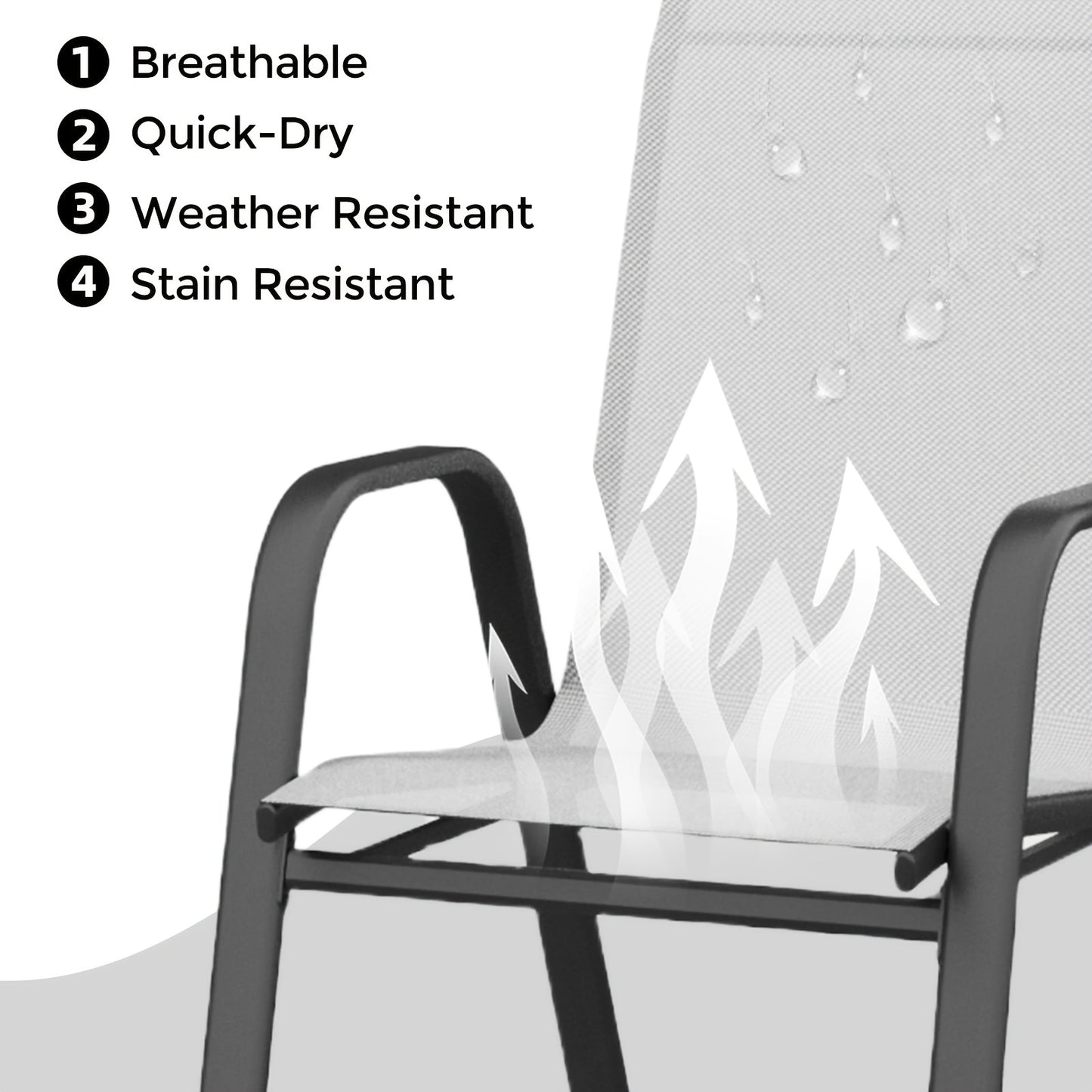 Tuinstoel – Tuinstoel – Stapelstoel – Terrasstoel – Eetstoel – Set van 4 – Metalen Frame – Ademend Textilene