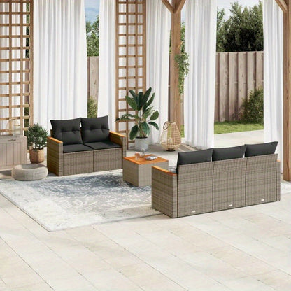 6-delige Tuinset – Loungeset – Balkonmeubels – Patioset – Rattan Tuinmeubilair – Comfortabele Kussens – Duurzaam Poly Rattan Grijs