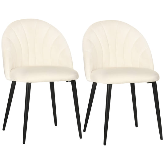 Eetkamerstoelen – Keukenstoelen – Stoelen Set – Design Stoelen – Scandi Stoelen – Crèmekleurige PVC Zitting – Stevig Zwart Metalen Frame
