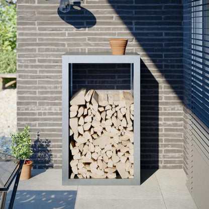 Large Heavy-Duty Galvanized Firewood Holder - Heavy-Duty Outdoor/ Log Storage Rack, 60x40x100cm (23.6"x15.7"x39.4") Tall Log Organizer with Sturdy Frame for Patio, Fireplace, Wood Burner - Easy Assembly, Durable Firewood Dry