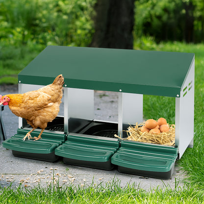 Heavy-Duty Galvanized Steel Chicken Nesting Box with Pull-Out Egg Tray - Outdoor/Indoor hen house, Ventilated Sloped Egg Collector, Easy-Clean Design, No Wiring Needed - for Backyard, Farm, or Commercial Poultry - Egg Protect