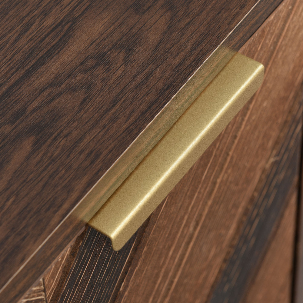 Three-Door Sideboard | Unique Design, Stylish Details, Ample Storage Space, Solid Wood Veneer Doors with Textured Surface, Veneered Interior, Includes Small Cabinet with Golden Accents