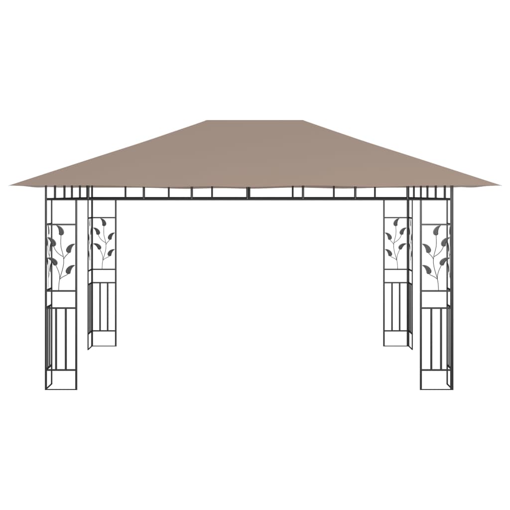 Tuinpaviljoen – Tuinkamer – Pergola – Prieel – Overkapping – Stevig Metalen Frame – Muskietennet Inclusief – 3x3x2,73 Meter – Taupe Kleur