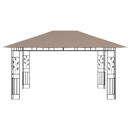 Tuinpaviljoen – Tuinkamer – Pergola – Prieel – Overkapping – Stevig Metalen Frame – Muskietennet Inclusief – 3x3x2,73 Meter – Taupe Kleur