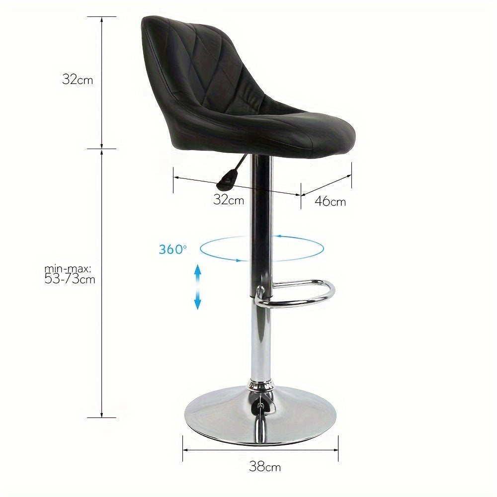 Barstoel – Barkruk – Keukenstoel – Hoogstoel – Draaistoel – Verstelbaar 55-75 cm – Zwart PU Leer – Ergonomisch Wingback Design Met Voetsteun