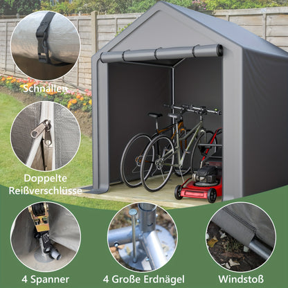 Opbergtent Fietsenberging – Tuinhuisje – Gereedschapsschuurtje – Garage Tent – Bergingstent – 190x170x200 cm – Stevig Verzinkt Stalen Frame – Waterdicht PE Zeil
