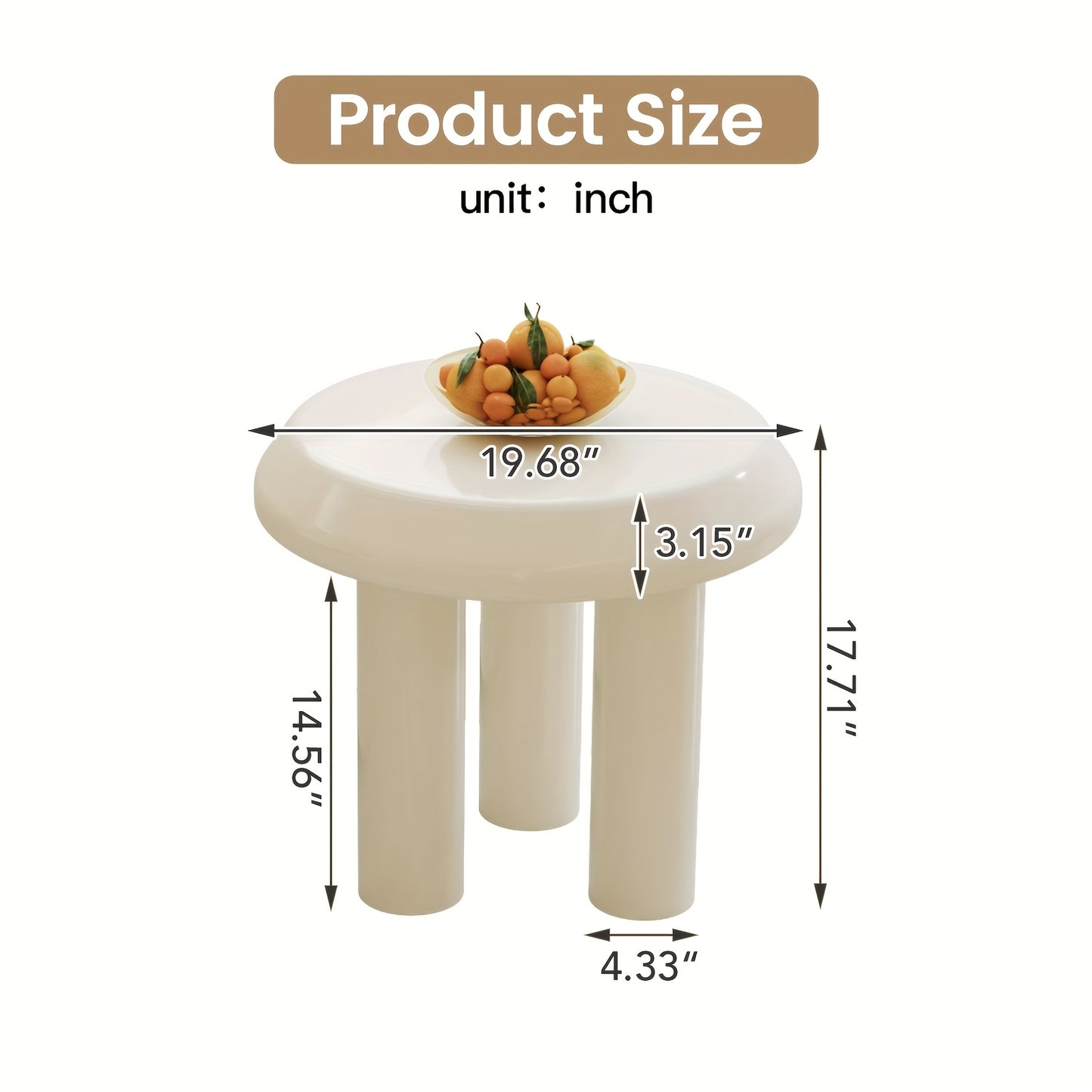 Bijzettafel – Sidetable – Salontafel – Nachtkastje – Banktafel – Ronde Kleine Tafel – Milky Wit – Compact & Eenvoudig Te Monteren