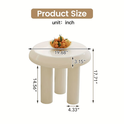 Bijzettafel – Sidetable – Salontafel – Nachtkastje – Banktafel – Ronde Kleine Tafel – Milky Wit – Compact & Eenvoudig Te Monteren