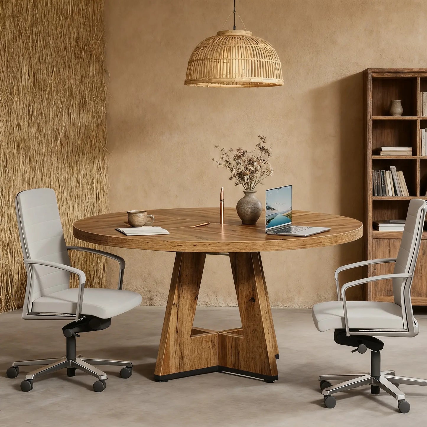 Rondetafel – Ronde Eettafel – Kleine Tafel – Keukentafel – Houten Tafel – MDF Blad – 120 cm Diameter – Ruimtebesparend Design – Stevig Onderstel
