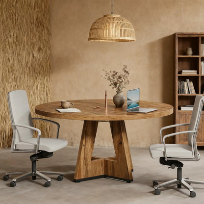 Rondetafel – Ronde Eettafel – Kleine Tafel – Keukentafel – Houten Tafel – MDF Blad – 120 cm Diameter – Ruimtebesparend Design – Stevig Onderstel