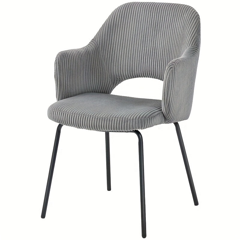 Eetstoel – Eetkamerstoel – Stoel – Kuipstoel – Stoeltje – Modern Design – Grijze Corduroy Velvet Bekleding – Ergonomische Shell Rugleuning – Metalen Poten Met Voetdoppen – Gewatteerd Met Schuim – Eenvoudig Te Reinigen