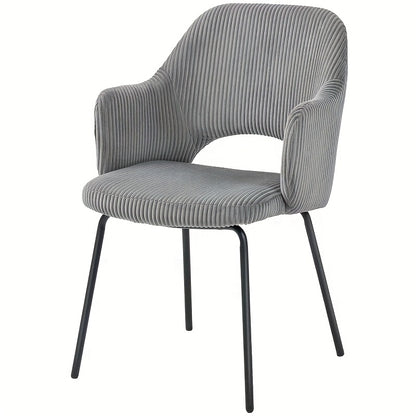 Eetstoel – Eetkamerstoel – Stoel – Kuipstoel – Stoeltje – Modern Design – Grijze Corduroy Velvet Bekleding – Ergonomische Shell Rugleuning – Metalen Poten Met Voetdoppen – Gewatteerd Met Schuim – Eenvoudig Te Reinigen
