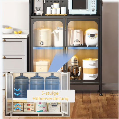 Keukenkast – Hoge Kast – Opbergkast – Magnetronkast – Buffetkast – Met Wielen – Verstelbare Planken – Met Werkblad – Stabiel Metaal – 86x36x160 cm – Wit