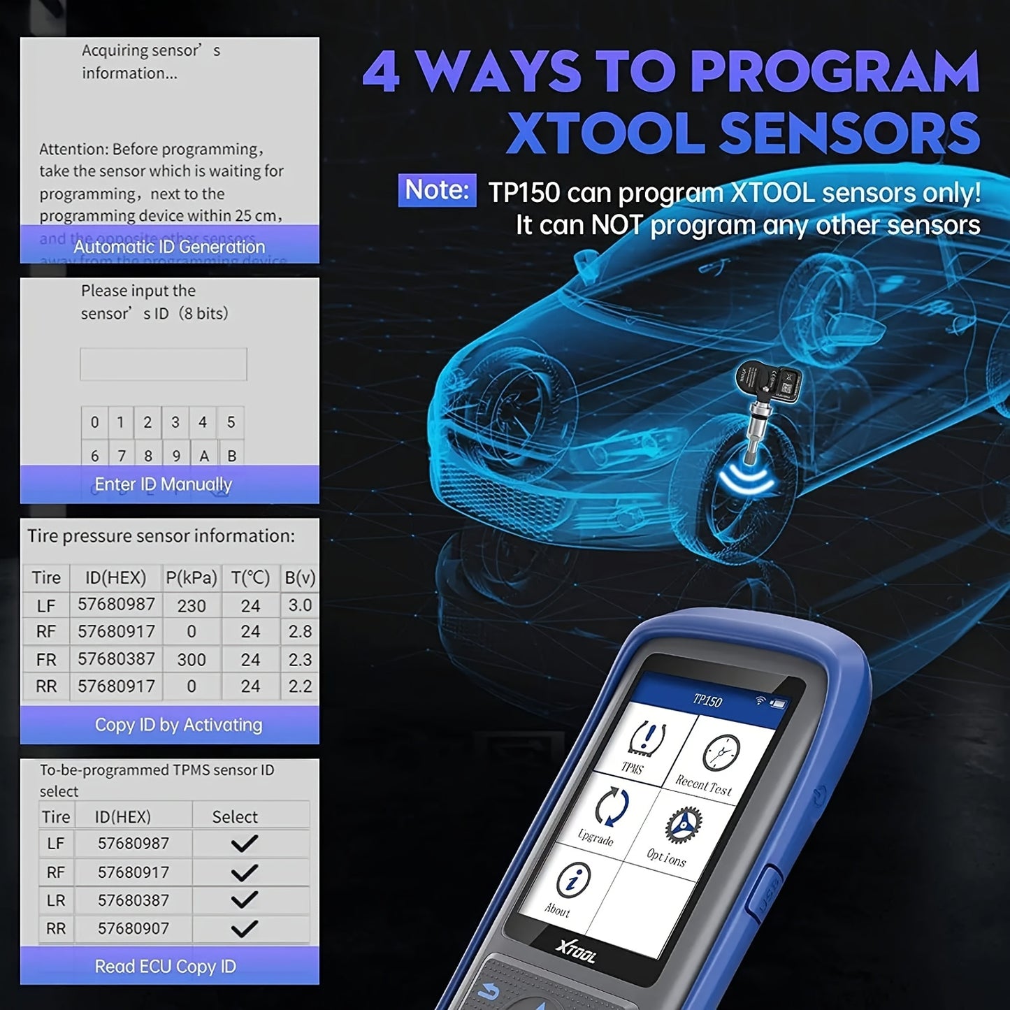 TPMS Programmeertool – Bandenspanning Tester – Sensor Activator – Foutcode Lezer – Reset Tool – Wifi Updates – 3150mAh Batterij – Compact Kleurenscherm