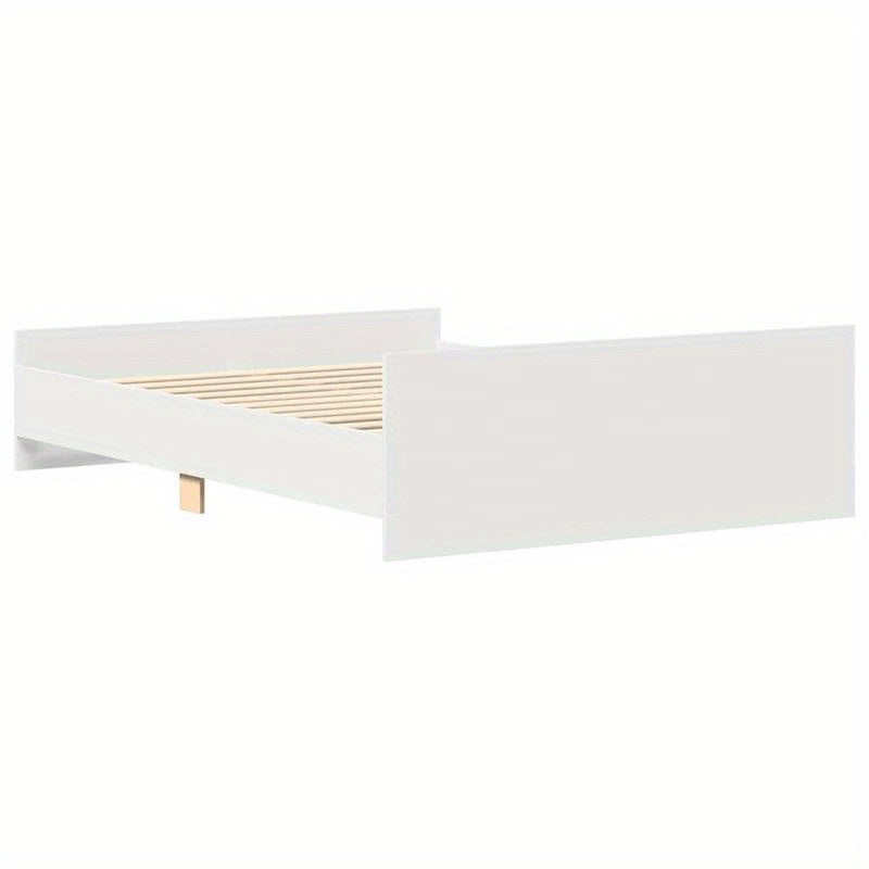 White bed frame with headboard and footboard 135x190cm Practical, removable, suitable for all seasons, Removable Bed Cover, Bedroom Furniture, Minimalist Style, Modern Bed Frame, Wooden Frame, Durable Construction, Versatile