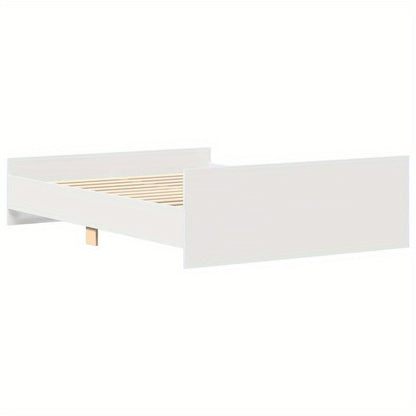 White bed frame with headboard and footboard 135x190cm Practical, removable, suitable for all seasons, Removable Bed Cover, Bedroom Furniture, Minimalist Style, Modern Bed Frame, Wooden Frame, Durable Construction, Versatile
