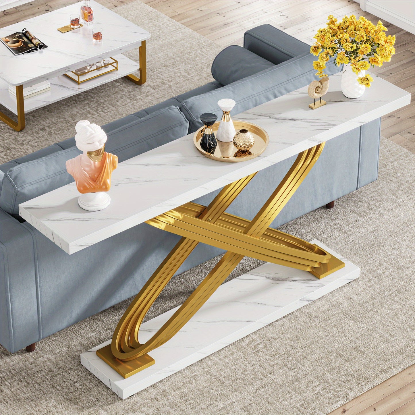 Sidetable – Sidetable Smal – Haltafel – Bijzettafel – Sofa Tafel – Ruimtebesparend Ontwerp – Duurzaam Hardhouten Onderstel