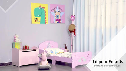 Kinderbed – Peuterbed – Meisjesbed – Prinsessenbed – Kasteelbed – Roze MDF Veneer – Houten Lattenbodem Inclusief