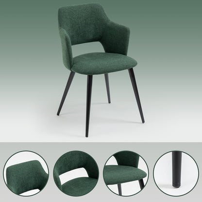 Eetkamerstoel – Stoel – Armstoel – Designstoel – Scandinavische Stoel – Groen – Ergonomisch Design – Zacht Polyester Met Stalen Frame