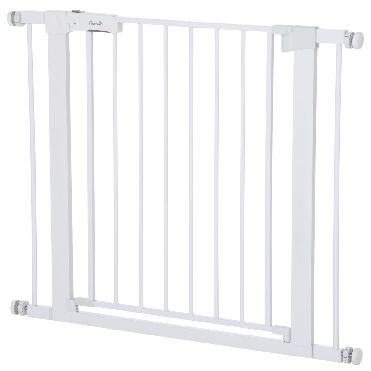 Traphekje – Babyhek – Kinderbeveiliging – Veiligheidspoortje – Speelhekje – Verstelbaar 75-96 cm – Metalen Wit – Automatisch Sluitend – Schroefloze Montage