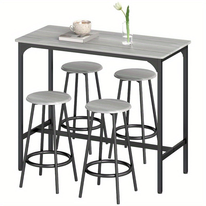 Bar Meubelset – Barmeubilair – Barkrukken – Tafel En Stoelen – Bistro Set – Modern Design – Zwart Metalen Frame – Houtlook Tafelblad – Duurzaam En Makkelijk Schoon Te Maken