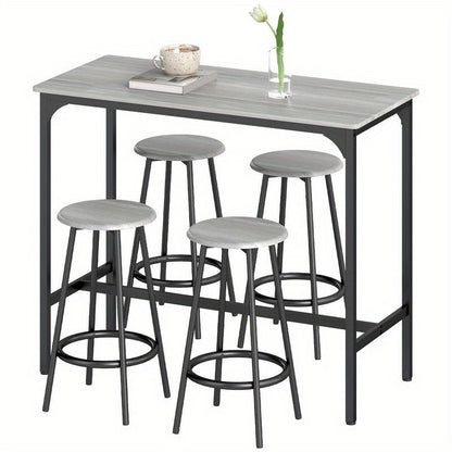 Bar Meubelset – Barmeubilair – Barkrukken – Tafel En Stoelen – Bistro Set – Modern Design – Zwart Metalen Frame – Houtlook Tafelblad – Duurzaam En Makkelijk Schoon Te Maken