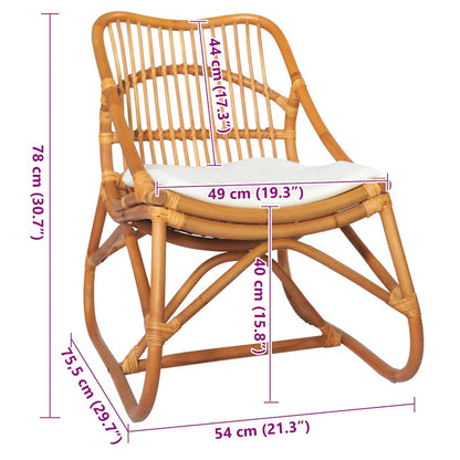 Rotan Stoel – Rotan Fauteuil – Rieten Stoel – Tuinstoel – Loungestoel – Lichtbruin – Linnen Kussen – Natuurlijk Ademend
