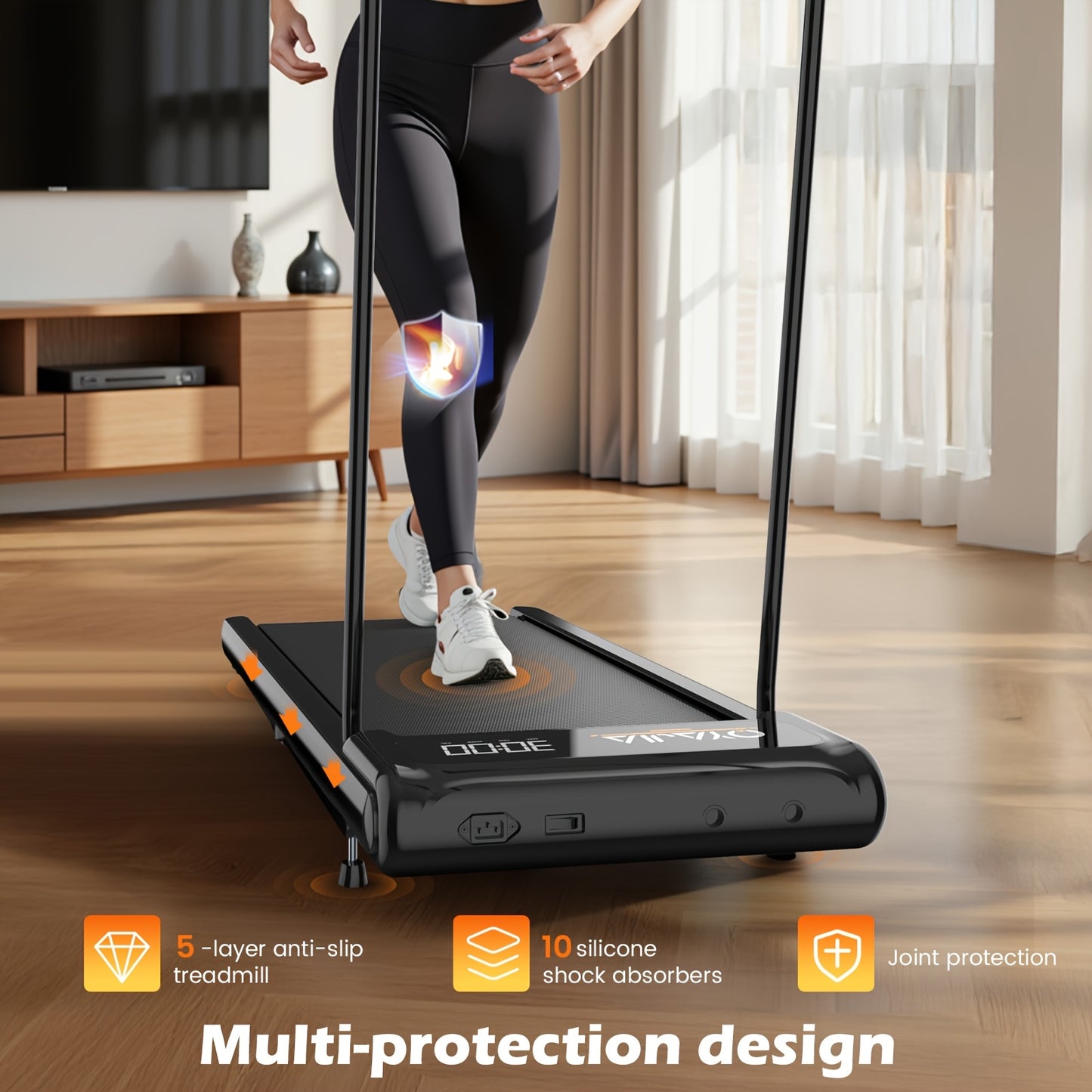 Loopband – Wandelband – Hardloopband – Wandelmachine – Treadmill – 2-in-1 Inklapbaar – 0,60 PK Stille Motor – 4 Hellingsniveaus & App Bedienbaar