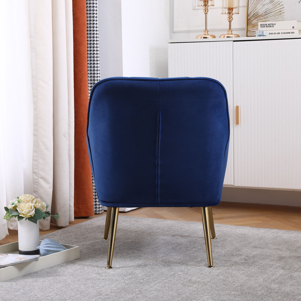 Leisure Fauteuil – Relaxstoel – Velvet Stoel – Leesstoel – Zitsfauteuil – Donkerblauw – Zacht Velvet – Compact Ontwerp