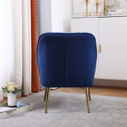 Leisure Fauteuil – Relaxstoel – Velvet Stoel – Leesstoel – Zitsfauteuil – Donkerblauw – Zacht Velvet – Compact Ontwerp