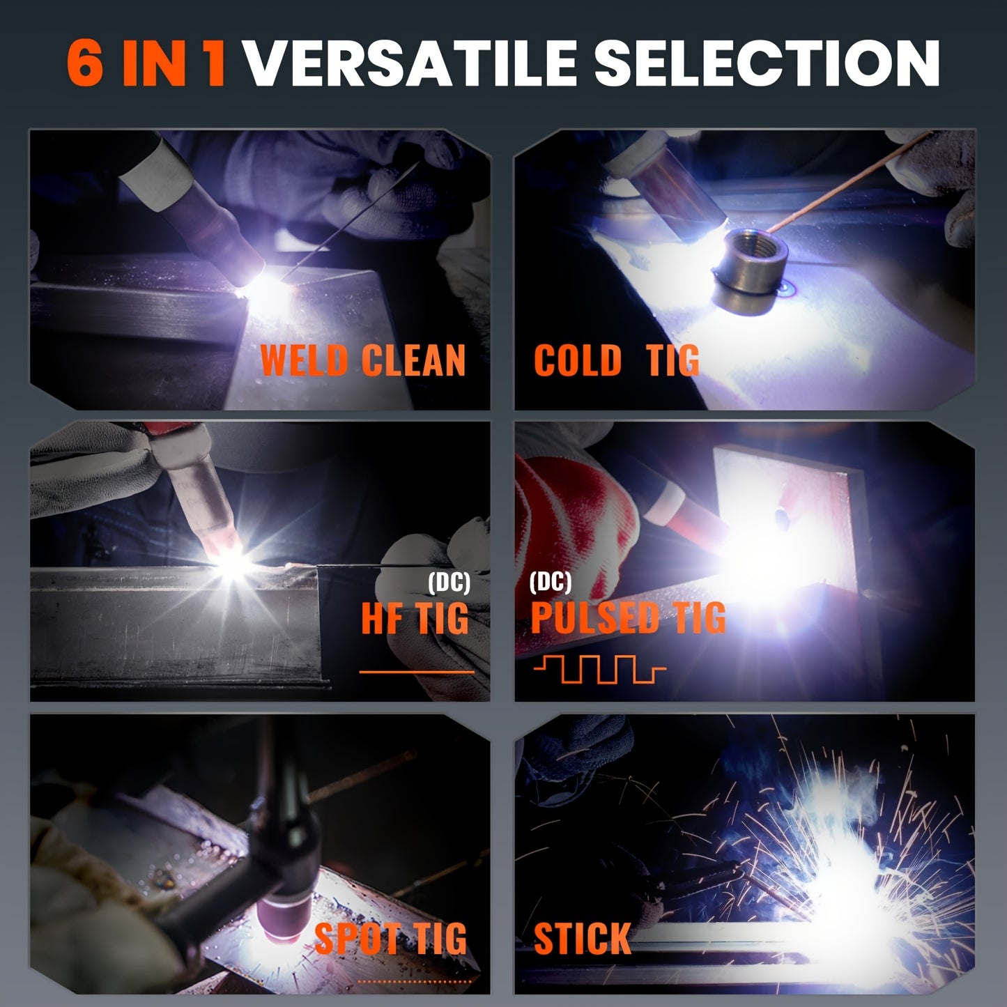 TIG Lasapparaat – Lasmachine – Mig Lasser – MMA Lasser – Multi-Process Lasser – 6-in-1 Compact Model – 200A Krachtig – HF Start Met Koude Lasfunctie
