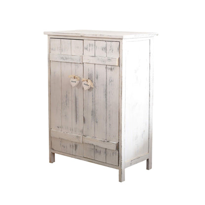 Nachtkastje – Opbergkastje – Kastje – Bijzettafel – Dressoir – Shabby Chic Wit – 2 Deuren – 3 Legplanken – 70x51x30 cm – Lichtgewicht Paulownia Hout