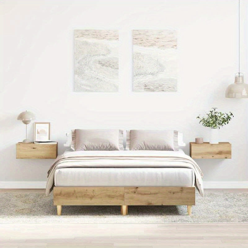 Modern Minimalist Bed Frame without Mattress - Queen Size (135x190cm / 53x75 inches), Easy Assembly, Sturdy Construction for Master Bedroom, Guest Room, or Dorm - Space-Saving Design for Small Spaces