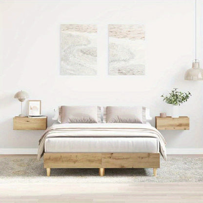 Modern Minimalist Bed Frame without Mattress - Queen Size (135x190cm / 53x75 inches), Easy Assembly, Sturdy Construction for Master Bedroom, Guest Room, or Dorm - Space-Saving Design for Small Spaces