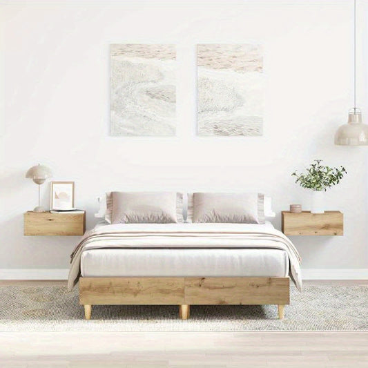Modern Minimalist Bed Frame without Mattress - Queen Size (135x190cm / 53x75 inches), Easy Assembly, Sturdy Construction for Master Bedroom, Guest Room, or Dorm - Space-Saving Design for Small Spaces