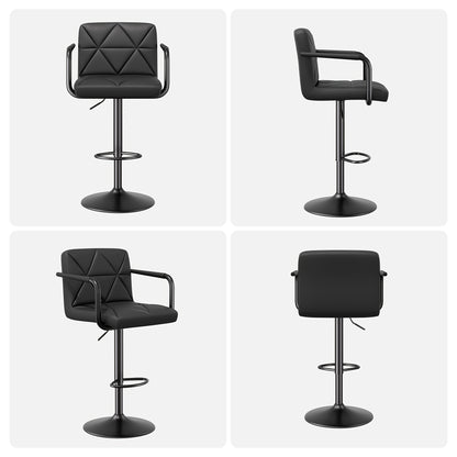 Barstoel – Barkruk – Barstoel Kruk – Barkrukken Set – Barstoel Stoel – Verstelbare Hoogte – 360° Draaibaar – Foam Gevuld – Ergonomisch – Set van 2 – Zwart