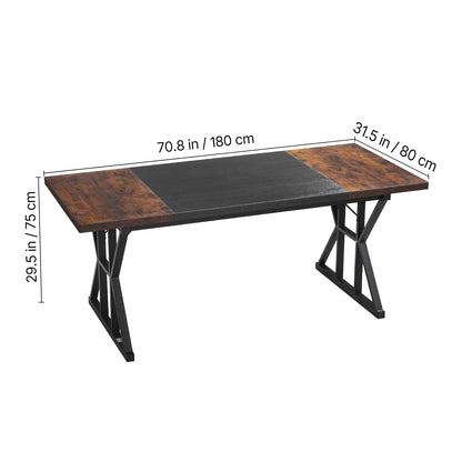 Grote Computerbureau – Bureautafel – Werkplek – Schrijftafel – Laptoptafel – Rustiek Bruin & Zwart – Stevig Carbonstaal Frame – 180x80 cm Groot Werkblad