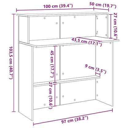 Balie – Receptiebalie – Ontvangstbalie – Kantoorbalie – Bureaubalie – Wit Houten Design – Compacte Afmetingen 100x50x103,5 cm