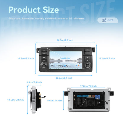 PODOFO [8Core 4G+64G] Android 15 7-inch for BMW E46 1998-2006, Wireless Carplay/ Android Auto, Android EQ AI DSP/ GPS/ WiFi/ B/ T5.0/ FM/ Mirror Link+Backup Camera+Mic, A Perfect Gift for Dad and Drivers, Merry Christmas Gift