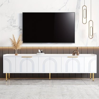 tv meubel – tv kast – tv meubelen – media meubel – dressoir – glazen deuren – goudkleurige handgrepen – volledig gemonteerd – stevige vloerstandaard