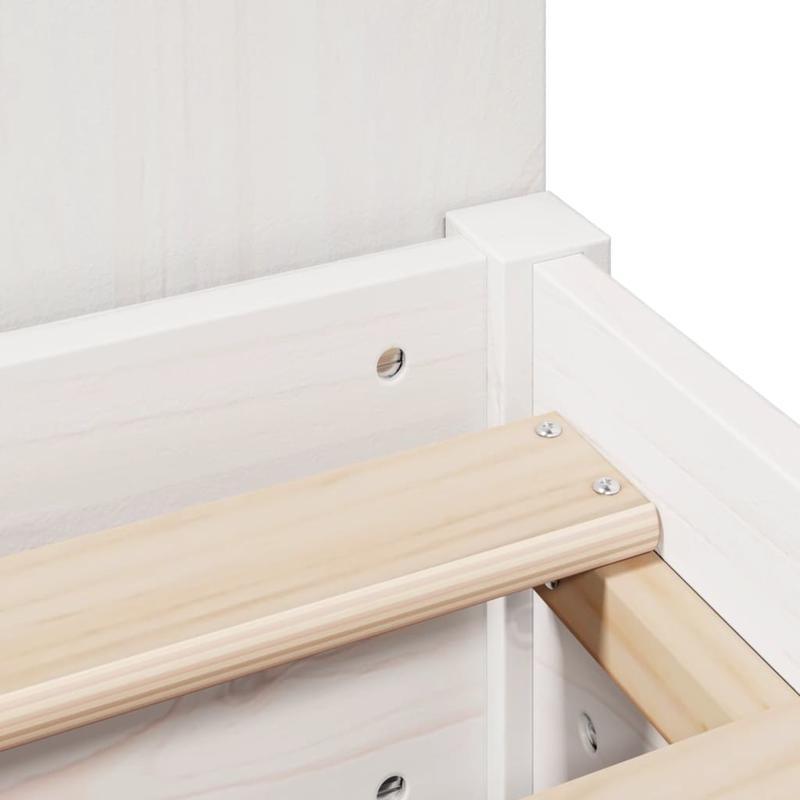 Massief Houten Bed – Houten Bedframe – Eenpersoonsbed – Slaapbank – Stijlvol Bed – Wit – 90x190 cm – Praktisch Demontabel Ontwerp – Koninklijk Design