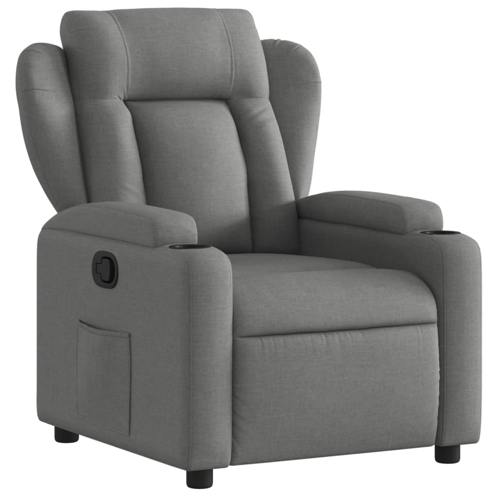 Relaxstoel – Relaxfauteuil – Fauteuil – Loungestoel – Zitstoel – Handmatig Verstelbaar Tot 135 Graden – Donkergrijze Ademend Stof