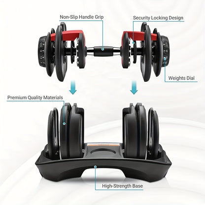 Quickly adjustable dumbbell 24kg, 1 second quick weight change, free weight combination, unisex strength training equipment (single piece)