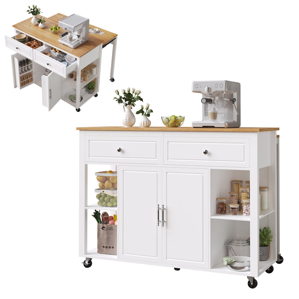 Keukentrolley – Keukeneiland – Serveerwagen – Opbergtrolley – Rolwagen – Mobiel met Vergrendelbare Lades – Stevige Wielen met Remmen – Wit/Zwart – Eenvoudige Montage – Duurzaam Niet-Houtmateriaal