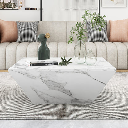 Salontafel – Koffietafel – Bijzettafel – Woonkamertafel – Tafel – Drumvorm – Witte Marmerfineer – 70x70x37 cm