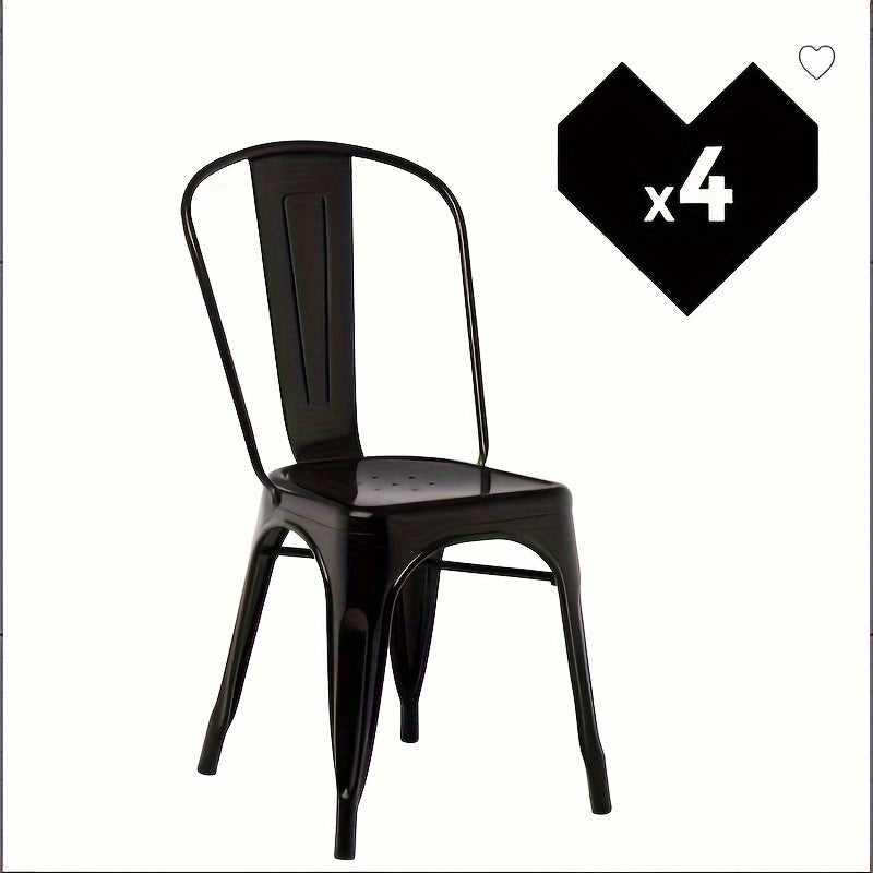 Metal Dining Chairs Set Of 4 Indoor Outdoor Chairs Patio Chairs Kitchen Metal Chairs Seat Height Restaurant Chair Metal Stackable Chair Bar Chairs Black