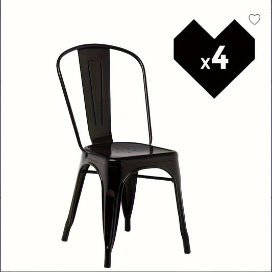 Metal Dining Chairs Set Of 4 Indoor Outdoor Chairs Patio Chairs Kitchen Metal Chairs Seat Height Restaurant Chair Metal Stackable Chair Bar Chairs Black