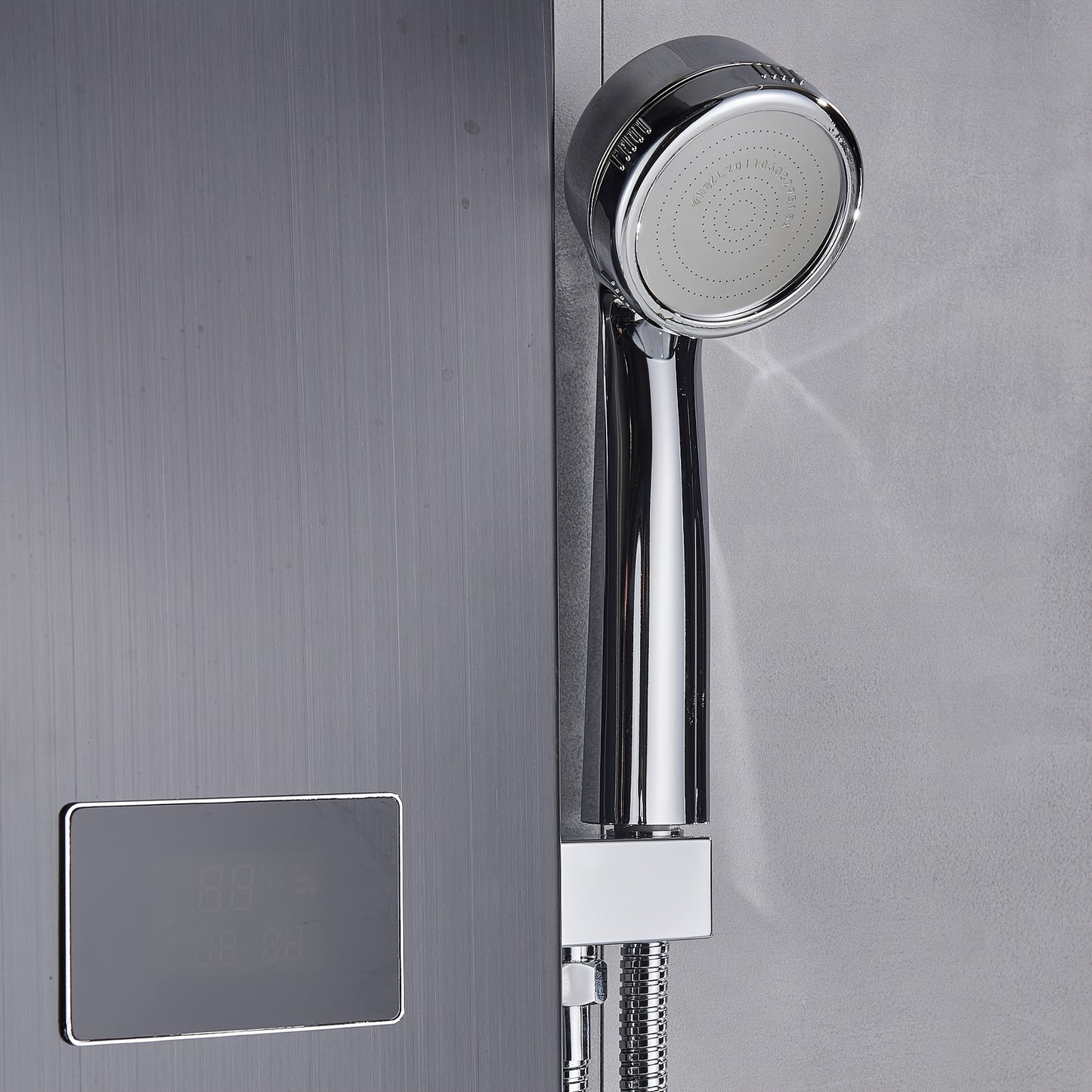 1 Set Modern Black Stainless Steel Shower Panel Tower System - 5-in-1 Rainfall Shower Head with Massage Jets, Wall-Mounted Bath Spout & Adjustable Massage Settings, Contemporary Bathroom Fixture for Spa-Like Experience (No Ba