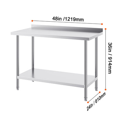 Werktafel – Werkbank – Opstelling – Prep Tafel – RVS Werktafel – 61x122 cm – 3 Verstelbare Planken